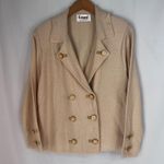 Laura by Alyzia Vintage Vneck Double Breasted Knit Sweater Cardigan Size 8 Tan Photo 9