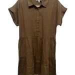 Michael Stars NEW greta short sleeve linen dress dolmam brown khaki size small Photo 5