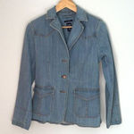 Gap  Women's Denim Jean Jacket Stretch Button Collared Long‎ Sleeve Blue Small Photo 0