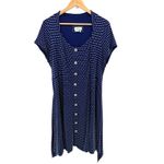 Maeve Anthropologie Marilyn Button Front Dress Navy Polka Dot Tie Waist 1X Plus Blue Photo 6