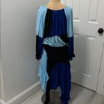 Just Cavalli Blue Black Colorblock Pleated Chiffon Dress Photo 2