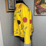 Sunflower Yellow Button Jacket Beaded Embroidered Floral Large Blue Bayoo Brand Photo 4