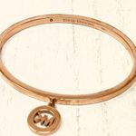 Michael Kors rose gold tone CZ dangle MK charm bangle bracelet Photo 6
