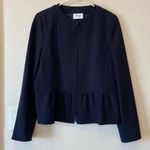 Akris Punto Peplum Full Zip Jacket Business Casual Dark Navy Blue Sz 10 Photo 0