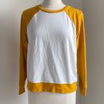 J.Crew Sweatshirt Womens Sz Medium Yellow White Raglan Sleeve Classic Crewneck Photo 0