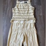 VTG POSITIVE ATTITUDE Pantsuit Set Tank Top Pattern Yellow Boho Size S M Size 10 Photo 2