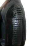 LA JOANNE Leather & Suede Vintage Moto Jacket Black Size Small Puff Sleeve Belt Photo 5