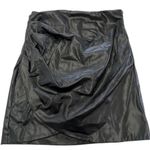 ZARA Skirt Womens Small Black Faux Leather Mini High Waist Vegan Pencil Modern Photo 0