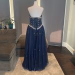 Women’s Blue & Silver Beading Full Length Prom Quinceañera Dress Size 12 NWOT Blue Photo 3