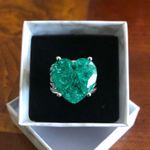 Ladies elegant large paraiba tourmaline emerald heart stone 925 ring 6 NIB Silver Photo 4