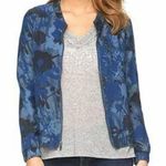 Juicy Couture Chambray Blue Floral Print Zip Up Bomber Jacket Coat Photo 0