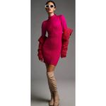 Anthropologie  Ribbed Sweater Bodycon Sweater Dress Pink, Mini/Mock Turtleneck S Photo 1