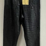 Vintage Havana  Croc Faux Leather Leggings Black Hi Waist Juniors Small New NWT Photo 5