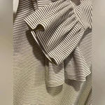 J.Crew  Cream Black Thin Stripes Ruffle Sleeve Mini Dress Round Neck Size S Photo 2