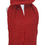 Red Crochet Knit Scarf and Hat Set NWT One Size Red Crochet Scarf with Hat Photo 0