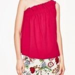 ZARA  One Shoulder Top Bright Pink Ruffle M Photo 0