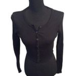 Aeropostale Black Long Sleeve Ribbed Cropped Top Womens Large L Photo 0