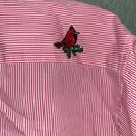 Vintage Cardinals Pinstriped Blouse Farmhouse Country XL Photo 4