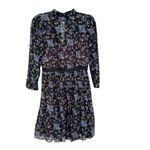 Rebecca Taylor  Silk Solstice Floral High Neck Short Dress Black Size 0 Photo 5