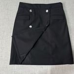 Talbots Faux Wrap Button Detail A-Line Skirt Pockets Black Side Zip Lined 0p Photo 4