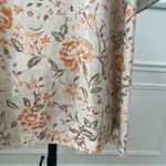 Vintage 70s Peasant Style Short Sleeve Top Keyhole Tie Floral Birds Brown Orange Size L Photo 4