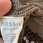 Fossil Vintage  Olive Green Vest Button Up Sequin Festival Boho Indie Large Y2K Photo 5