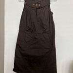 Tory Burch  Womens 2 Sleeveless Brown Pockets Short Side Zip Cotton Blend Dress 🚨 Photo 2