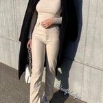 ZARA  Faux Leather Super High Rise Slim Flare Pants Slit Size 2 34 Long Beige Photo 13