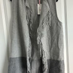 Vineyard Vines  Open Front Fringe Vest Women’s Size Medium Wool Blend Grey Photo 0