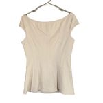 Bailey 44 Cream Cap Short Sleeve Boat Neck Stretch Fitted Blouse Women Sz L Photo 1