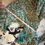 SISTER JANE Shirred Tie Back Maxi Dress Smocked in Green Floral Size M + Size M Photo 7