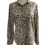 J.Crew Women Size 6 Perfect Shirt Animal Print Linen Beige Brown (26-428) Photo 0