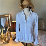 Loft  Smocked Peplum white pirate boho chic goth feminine Blouse M Photo 1
