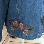North Crest Vintage Denim Winter Embroidered Button Down Shirt Jacket Photo 3