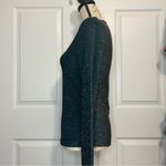 NEW YORK & COMPANY Lurex Knit Lace Up Neck Top Green Photo 4