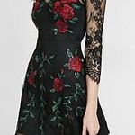 EXPRESS Black Lace Floral Embroidered Dress  Photo 0