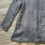 Flax 100% Linen Grey Long Sleeve Button Up Tunic Top Cardigan - Size Small Photo 10
