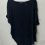 Michael Stars Black Gold Metallic Threads Short Sleeve Asymmetrical Top Y2K OS Photo 0