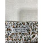 Paper Crane  Women Babydoll Top M Floral Puff‎ Sleeve Smock Crop Tie Ruffle White Photo 5