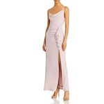 AQUA Backless Sleeveless Ruffled Long Column Evening Gown Pink Size 10 Dress Photo 10