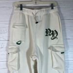 Brooklyn Cloth . New York sweatpants size L ivory embroidered pockets Photo 1