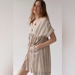 Urban Outfitters  Serendipity Neutral Linen V-Neck Babydoll‎ Dress Size Medium Photo 4