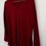 Eileen Fisher Boxy Top Size Small Red Cranberry Viscose Blend Long Sleeve V-neck Photo 2