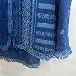 Johnny Was Nye Blue Eyelet Embroidered Sleeveless Button Up Tank/Blouse Large Photo 8