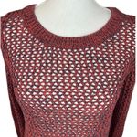 Old Navy burnt orange open knit crochet Crewneck sweater casual fall Y2K boho Photo 1