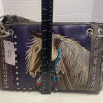 Concealed Carry Western Horse Embroidered Satchel Purple 13X4.5X8.5 Tassel New Photo 5