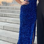 One Shoulder Open Back Prom Dress Blue Size 6 Photo 1