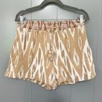 Aerie  Tan Tribal Jacquard High Waisted Cotton Pull-on Summer Beach Shorts M Photo 1