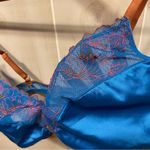 Cute silky aquamarine copper mesh and floral embroidered bra boho festival Auden Blue Size XL Photo 7
