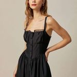 Rihoas Black Square Neck Lace Cami Midi Dress Size M Photo 4